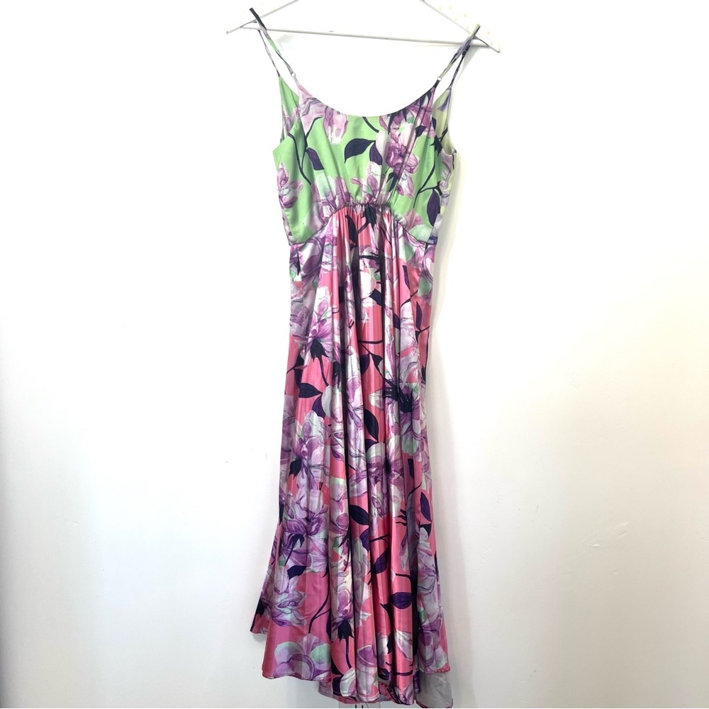 Midi Dress with pleated skirt size S,wedding guest, resortwear adjustable straps - Picture 8 of 16